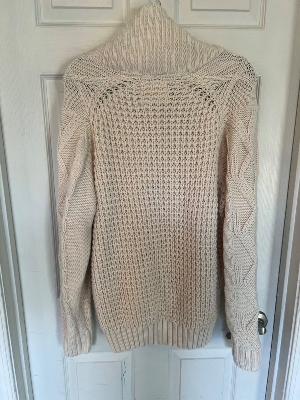 Weatherproof Cream Cable Knit Fishman Sweater Classic Holiday Winter Ski Medium - Picture 6 of 12